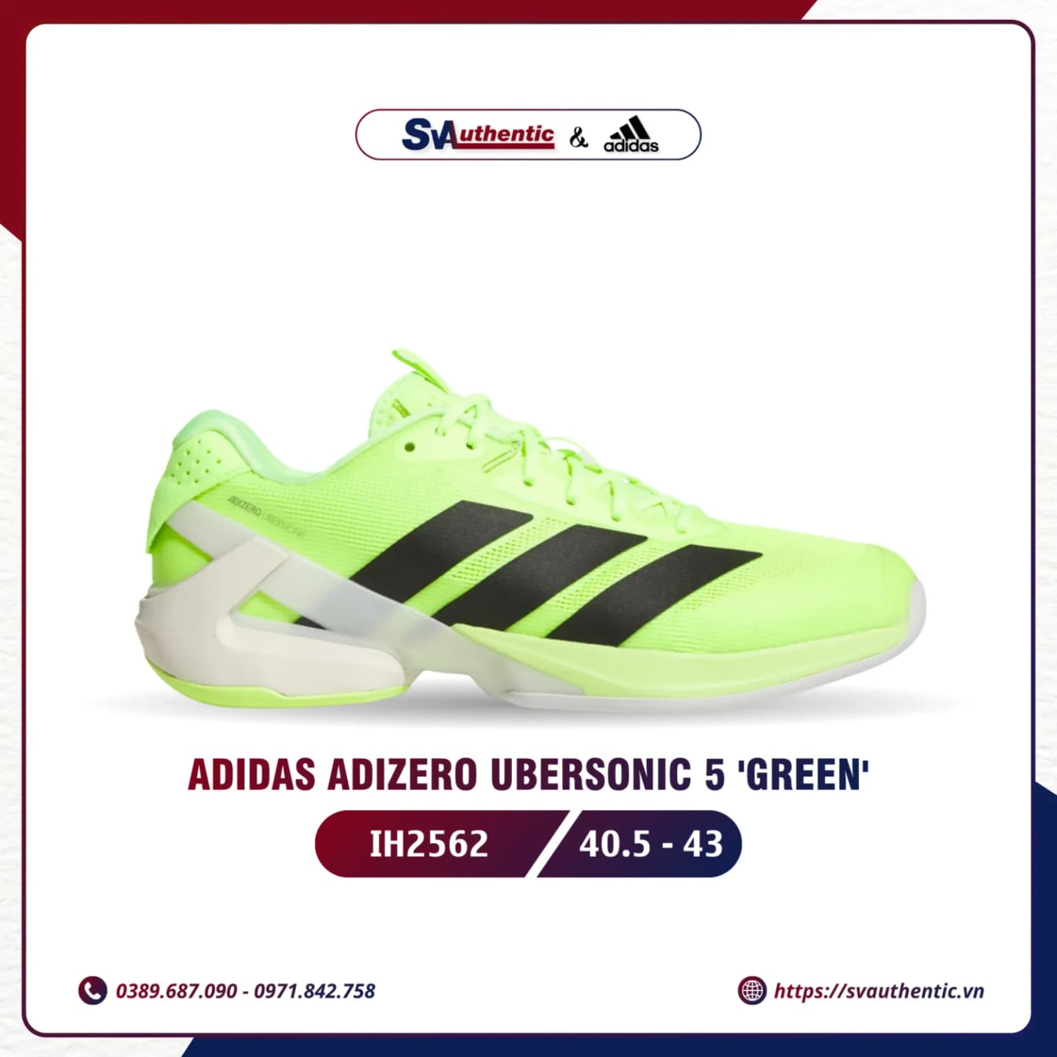 Giày Tennis Pickleball Adidas Adizero Ubersonic 5 Chính Hãng (IH2562)