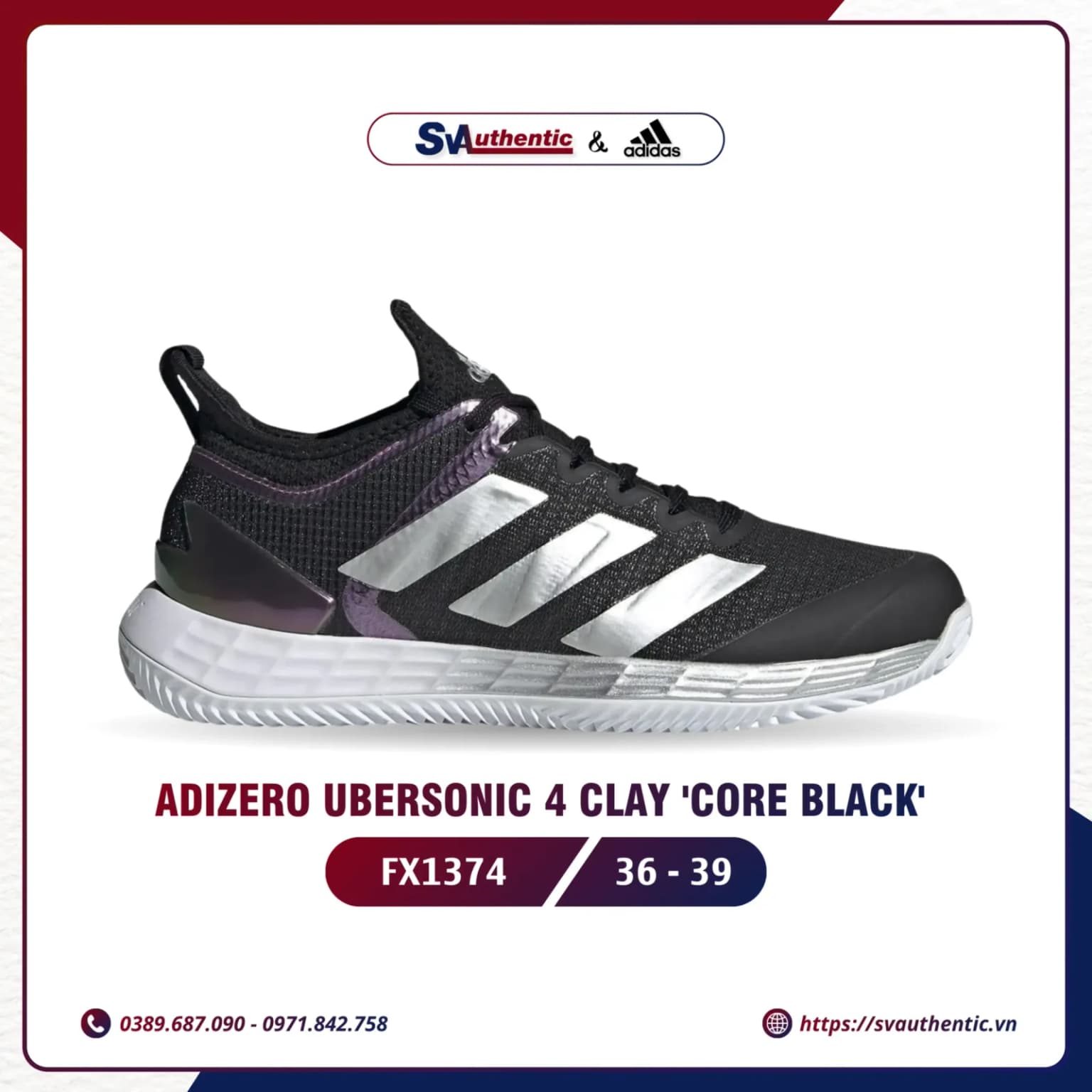 Giày Tennis Pickleball Adidas Adizero Ubersonic 4 Black Chính Hãng (FX1374)