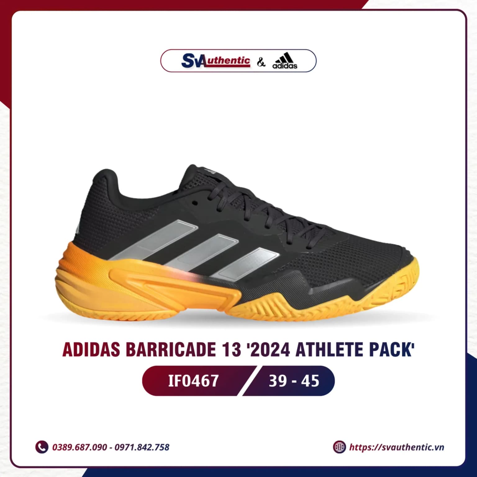 Giày Tennis Pickleball Adidas Barricade 13 Chính Hãng (IF0467)