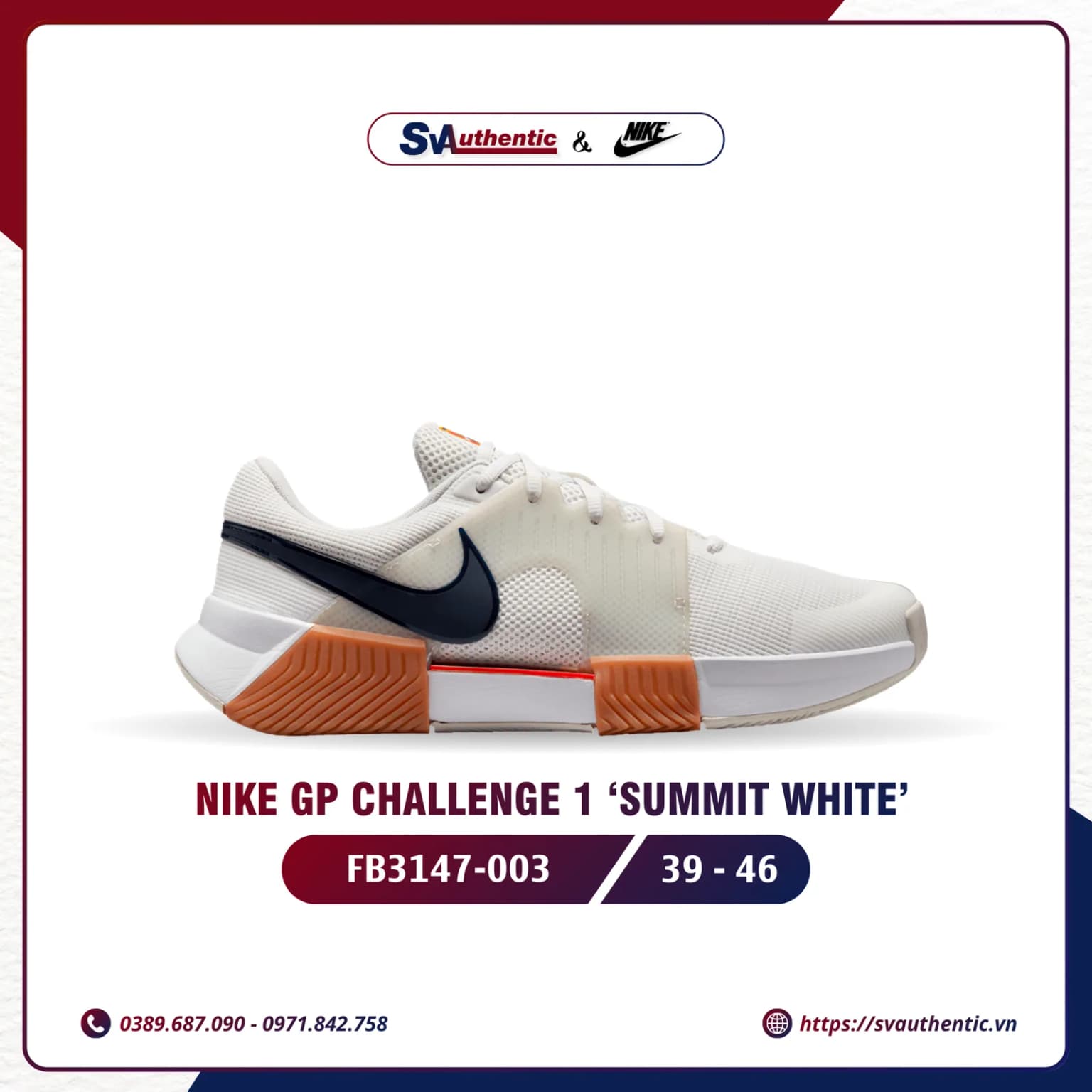 Giày Tennis Pickleball Nike Zoom GP Challenge 1 HC Summit White Chính Hãng (FB3147-103)