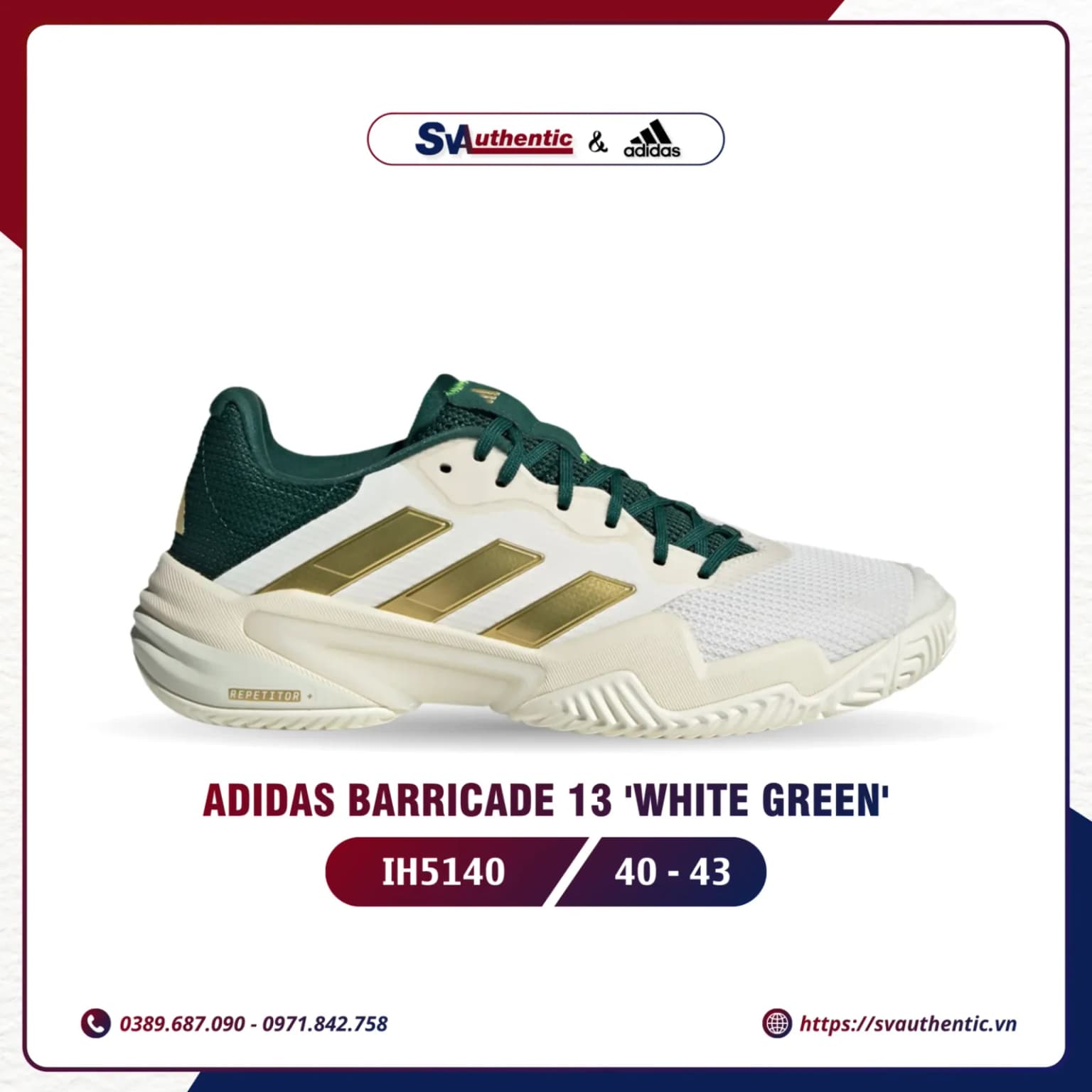 Giày Tennis Pickleball Adidas Barricade 13 Chính Hãng (IH5140)