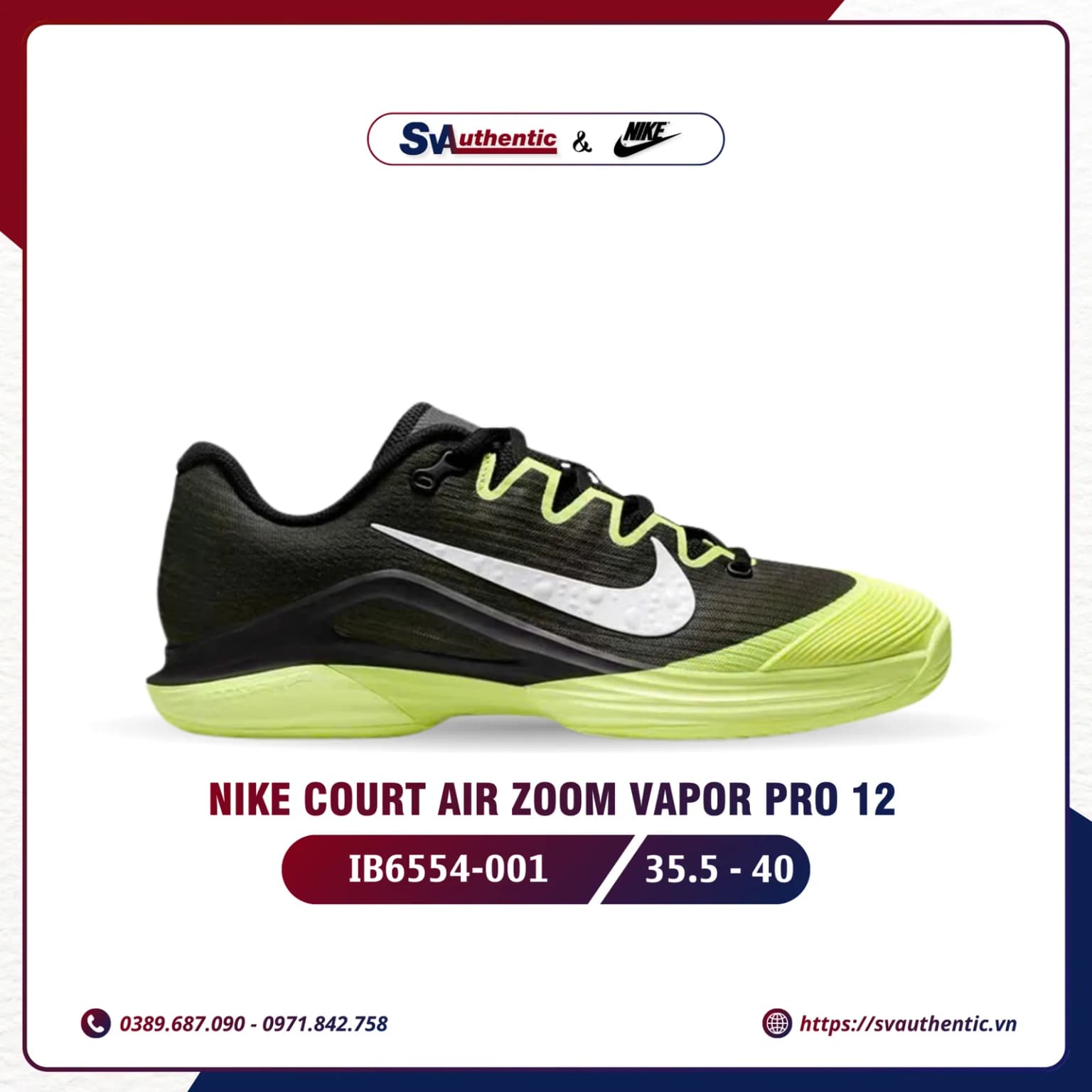 [New 2026] Giày Tennis Pickleball Nike Vapor Pro 12 – IB6554-001