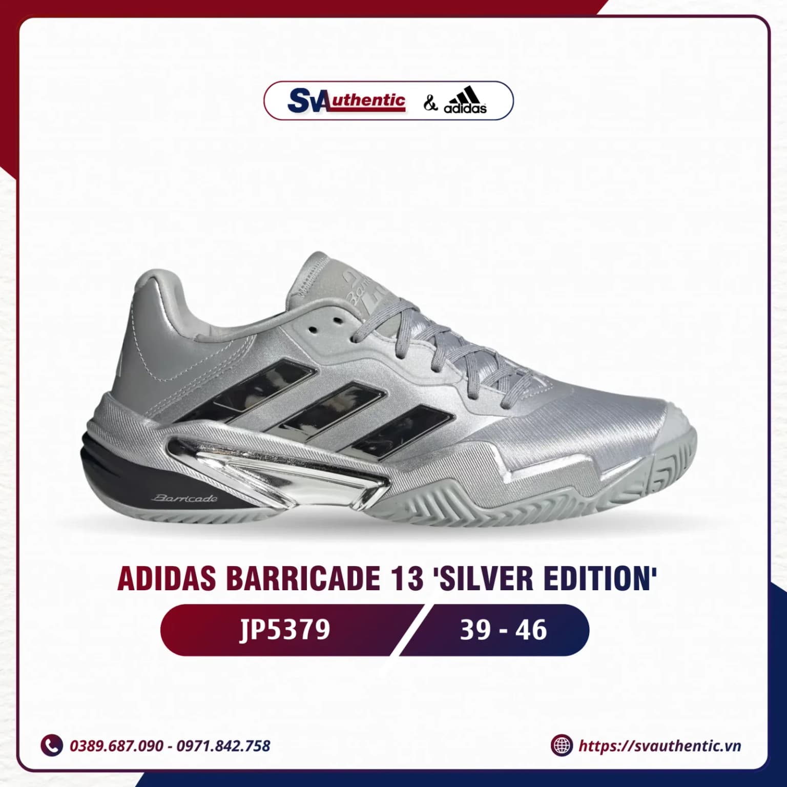 Giày Tennis Pickleball Adidas Barricade 13 JP5379 | Phiên bản kỷ niệm 25 năm Barricade