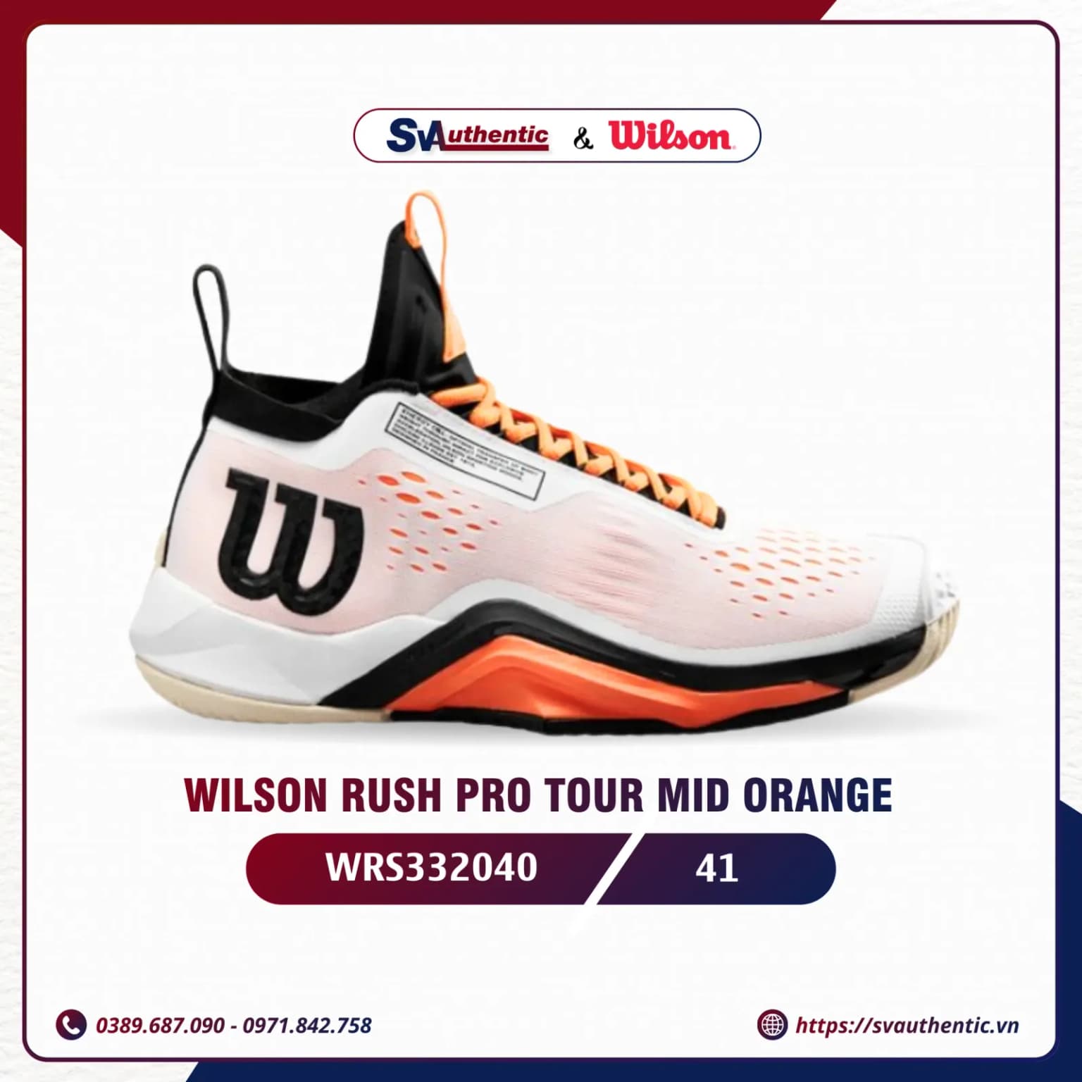 Giày WILSON RUSH PRO TOUR MID ORANGE WRS332040