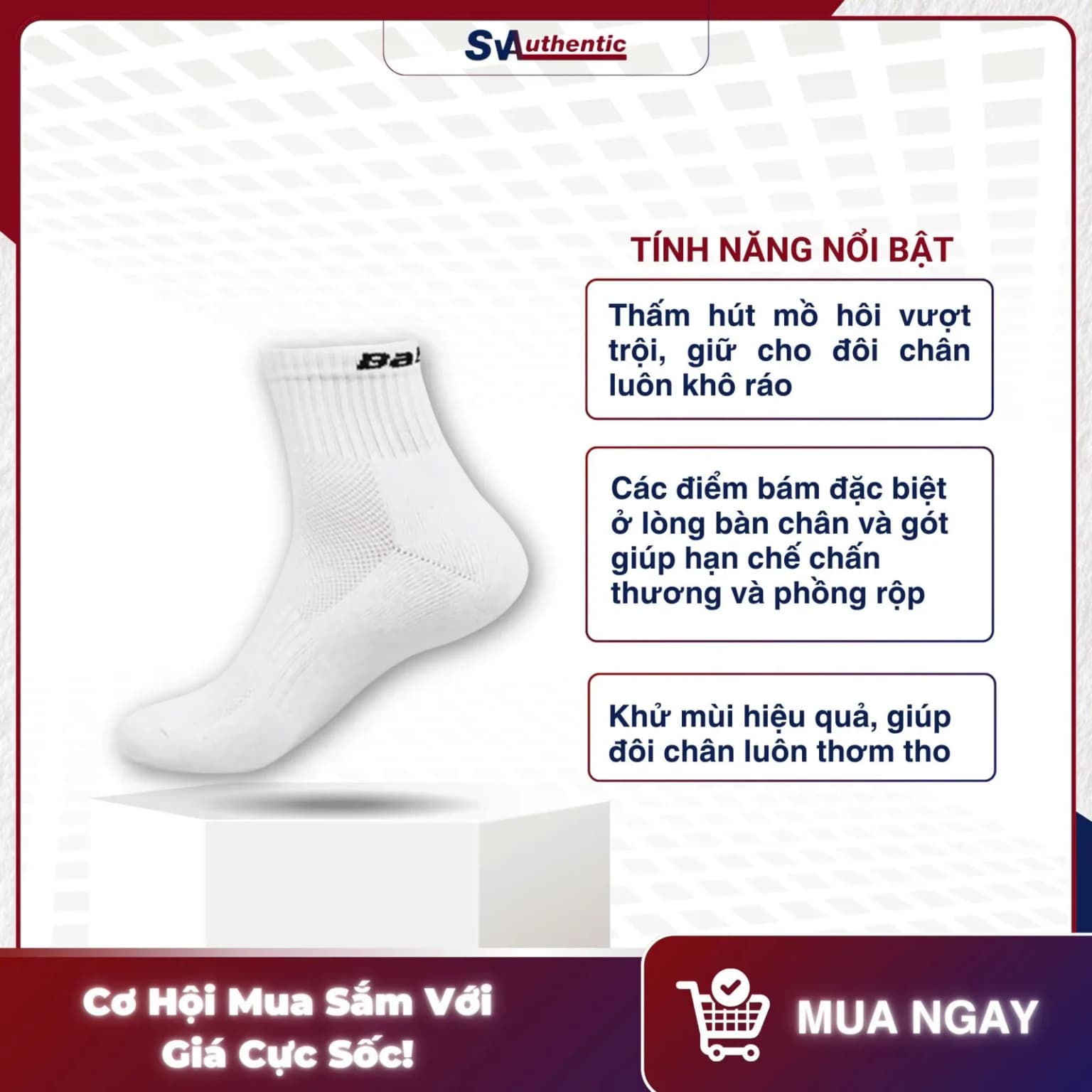 Tất Vớ Thể Thao BABOLAT Chính Hãng Chống Sốc, Thấm Hút Tốt, Có Dãn, Không Xù Lông