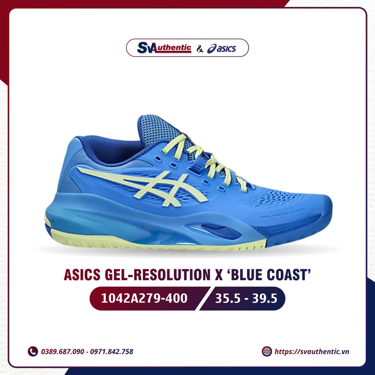 Giày Tennis Pickleball Nữ ASICS GEL RESOLUTION X Blue Coast (1042A279-400)