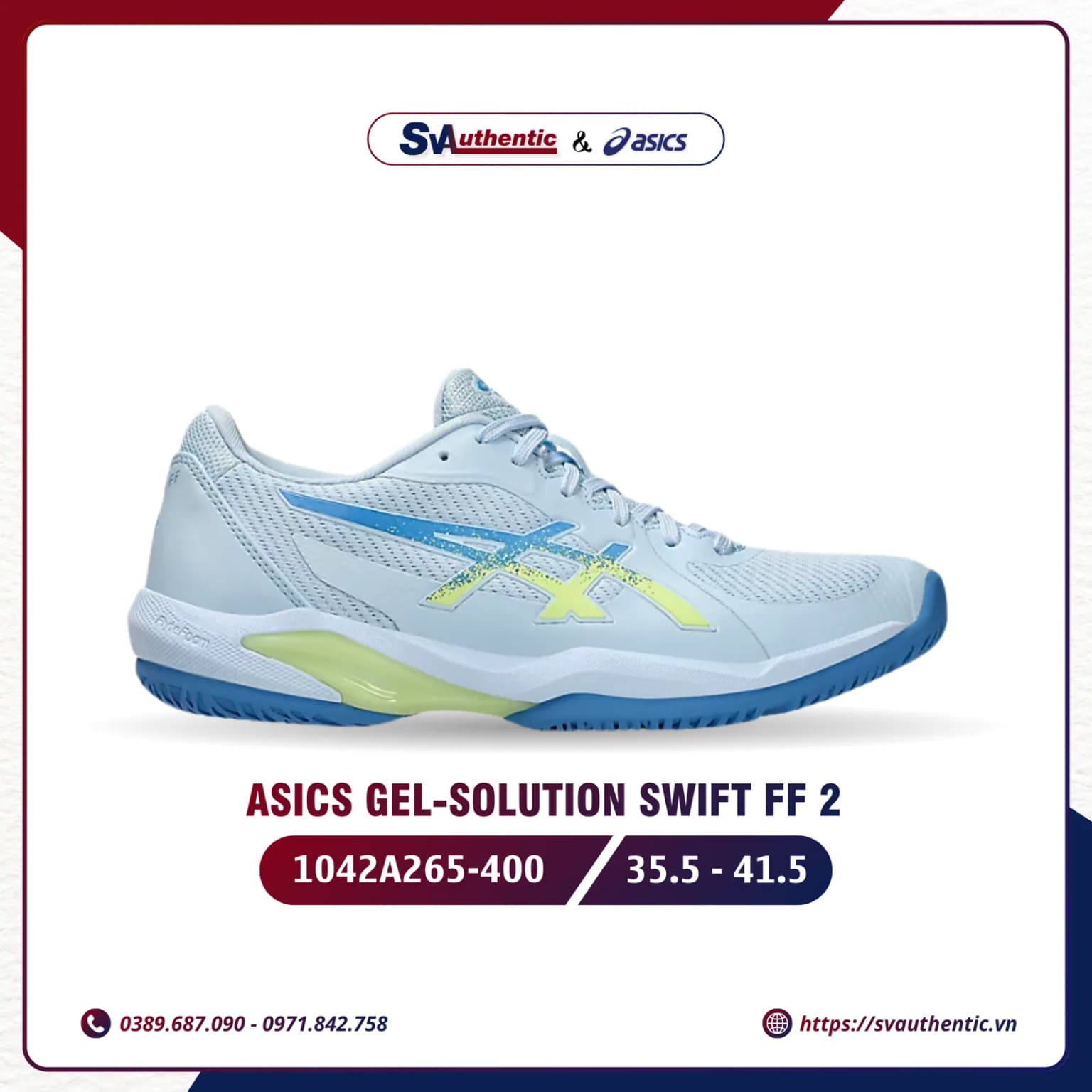 Giày Tennis Pickleball Nam ASICS Solution Swift FF 2 Light Blue & Huddle Yellow (1042A265-400)