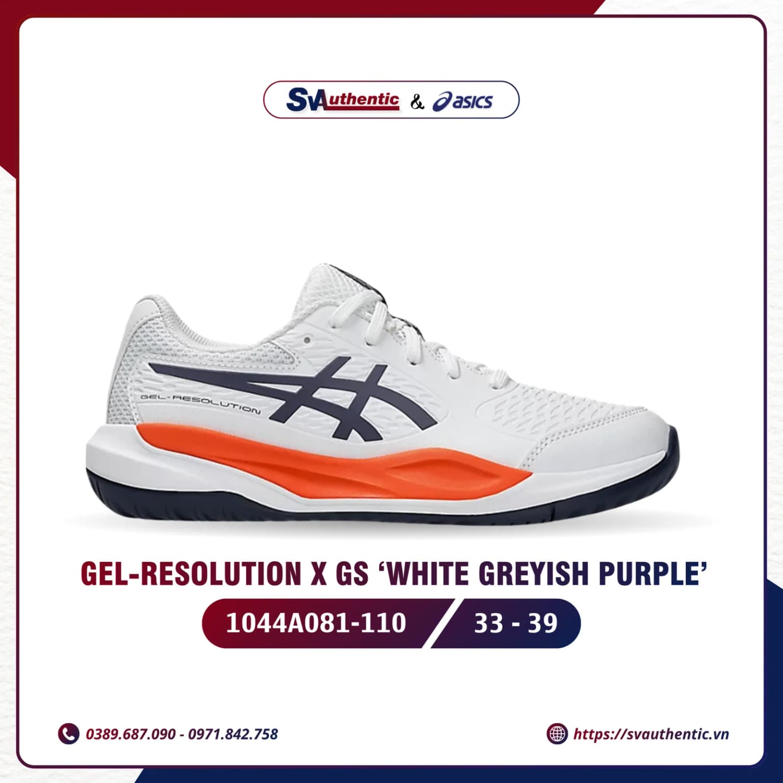 Giày Tennis Pickleball Nữ ASICS Gel Resolution X White Greyish Purple (1044A081-110)