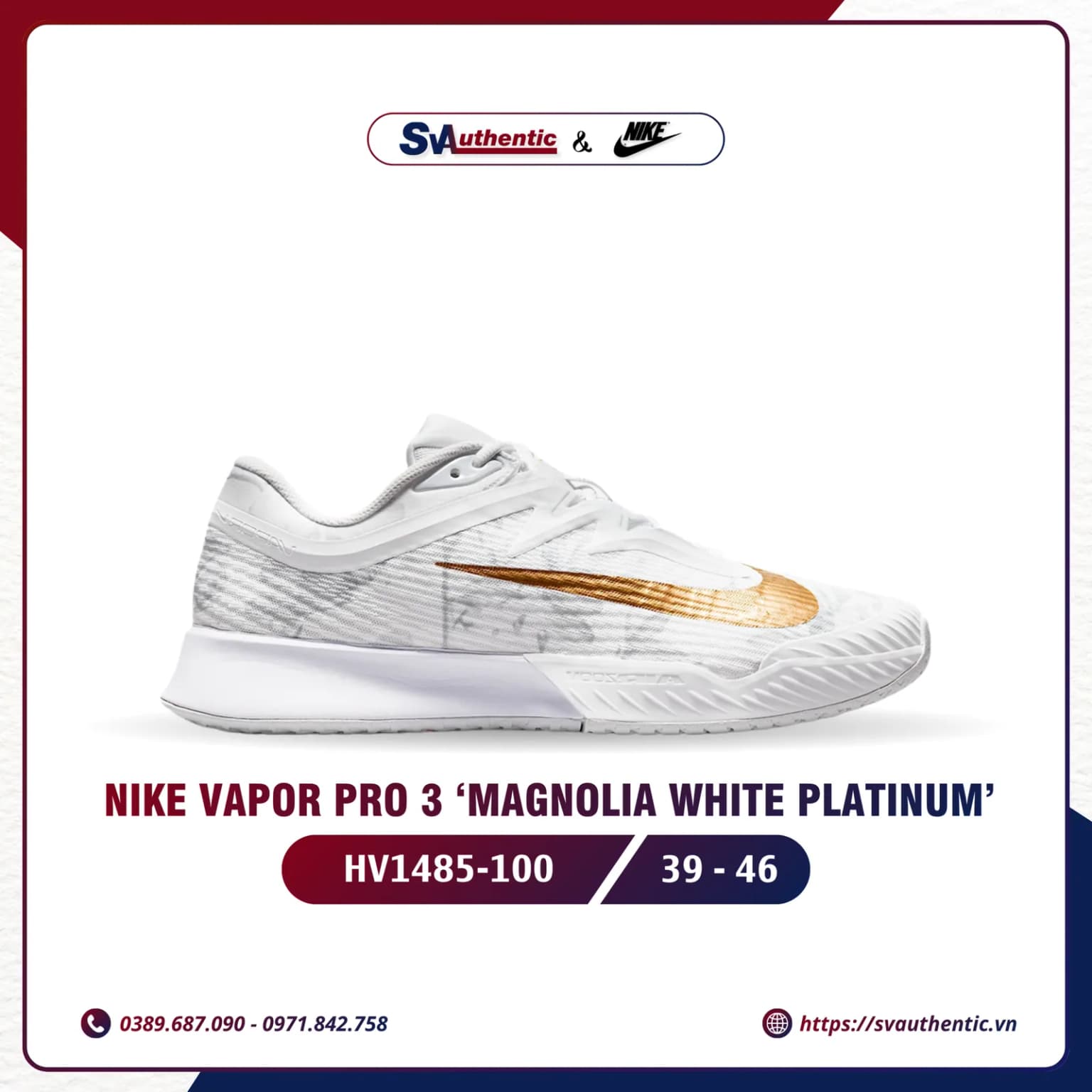 Giày Tennis Pickleball Nam Nike Vapor Pro 3 Magnolia White Platinum (HV1485-100)