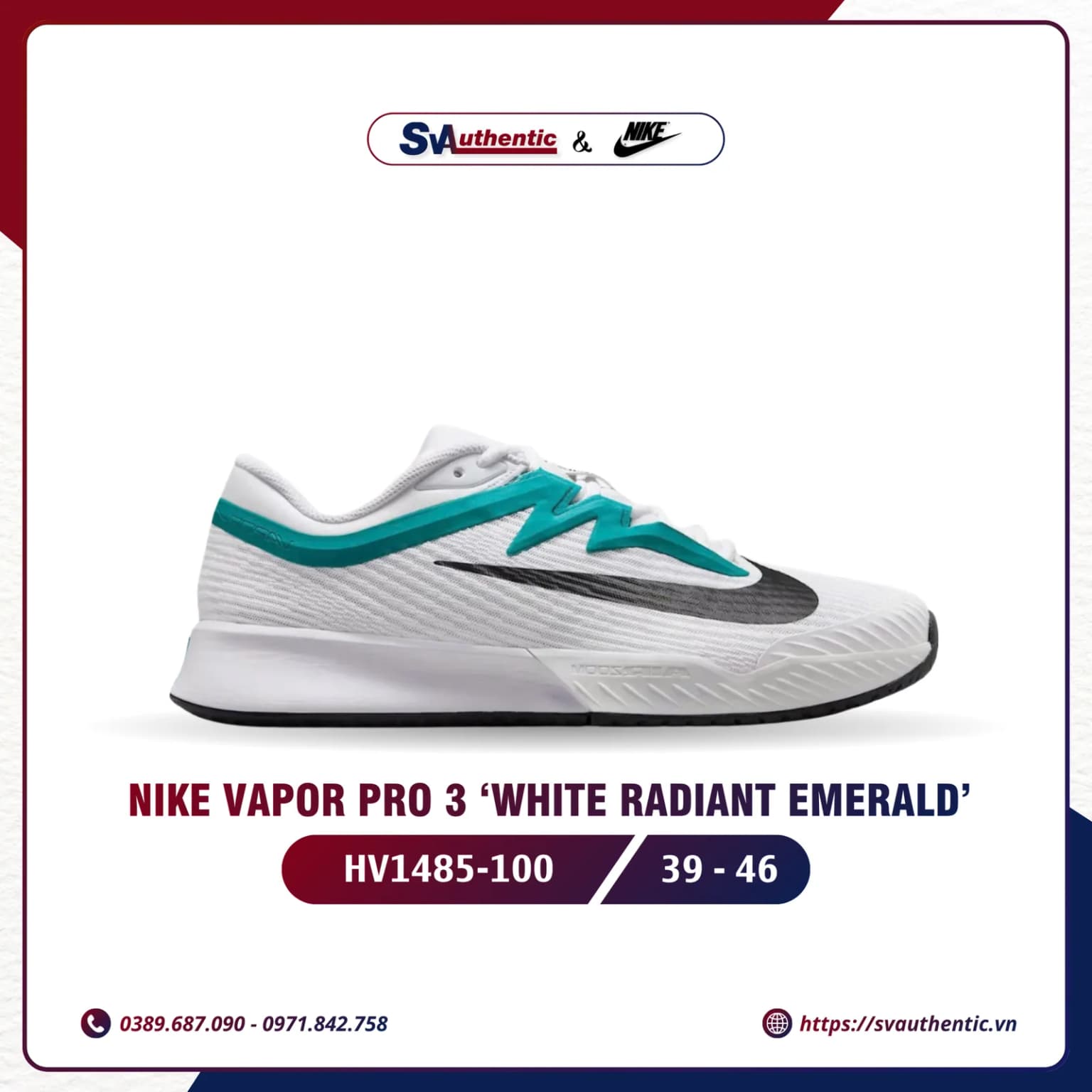 Giày Tennis Pickleball Nam Nike Vapor Pro 3 Radiant Emerald (FZ2161-104)
