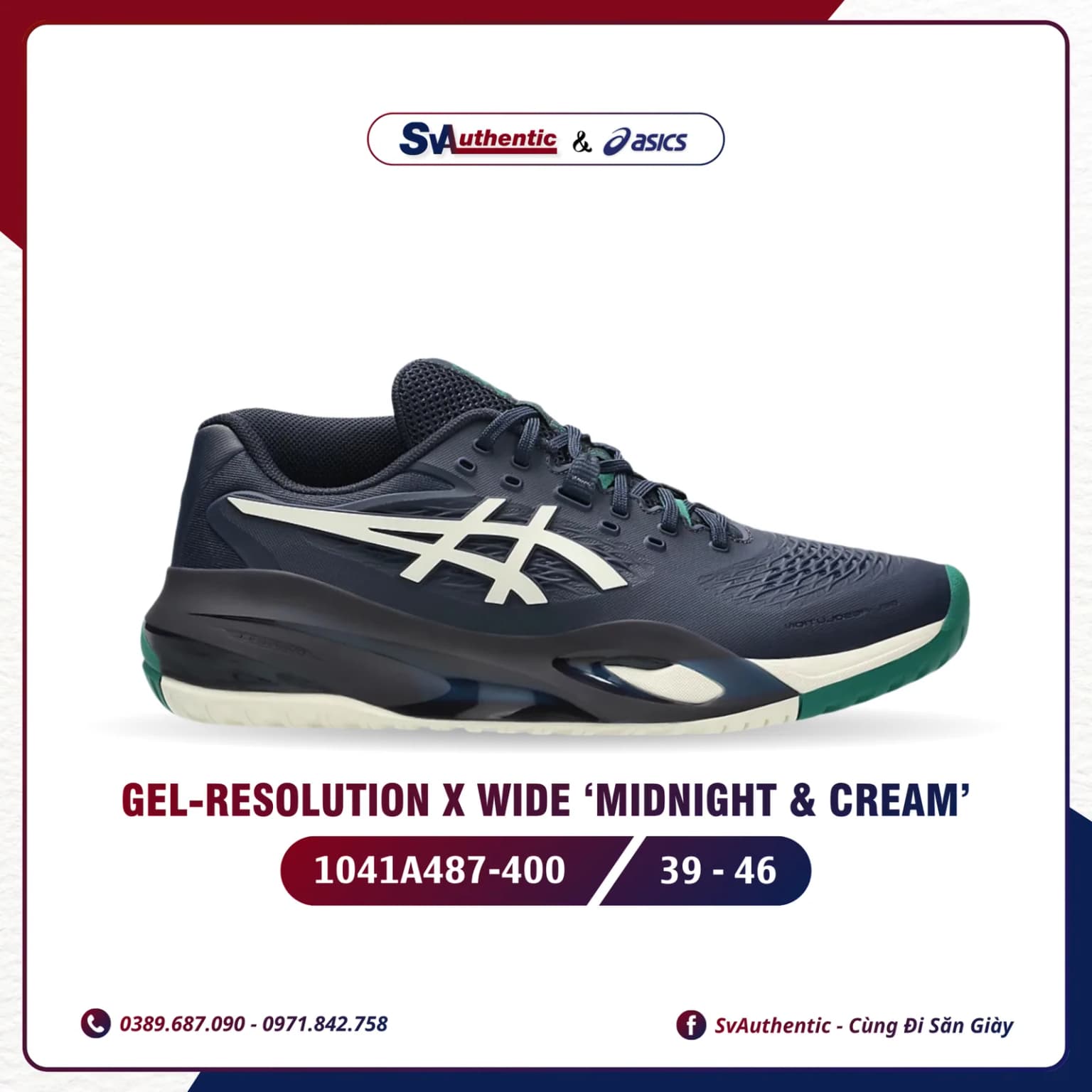 Giày Tennis Pickleball Asics Gel-Resolution X Wide Midnight Cream Chính Hãng (1041A487-400)