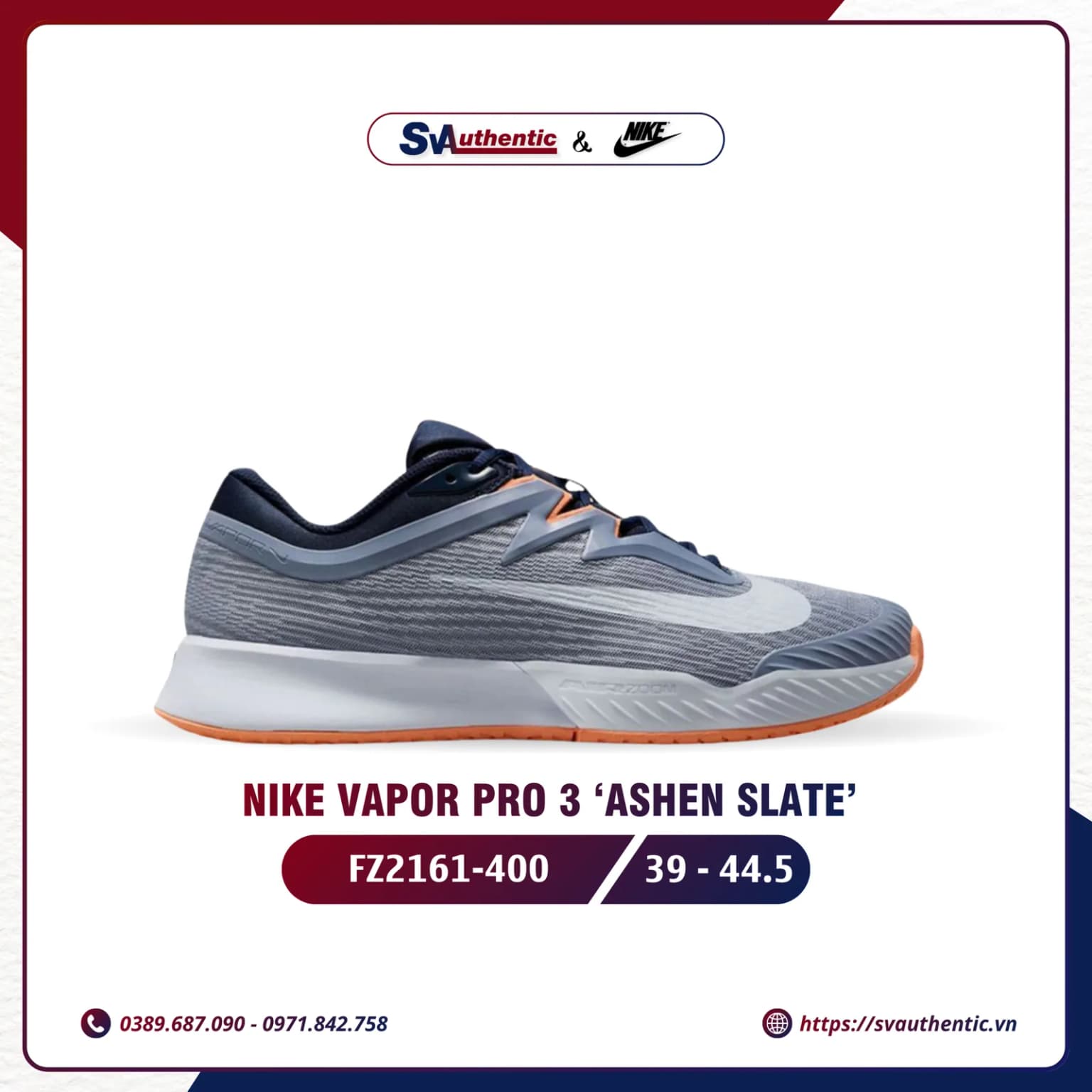 Giày Tennis Pickleball Nike Air Zoom Vapor Pro 3 Ashen Slate Chính Hãng (FZ2161-400)