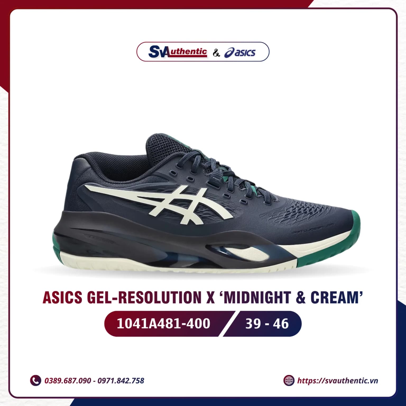 Giày Tennis Pickleball NamASICS GEL RESOLUTION X Midnight Cream (1041A481-400)