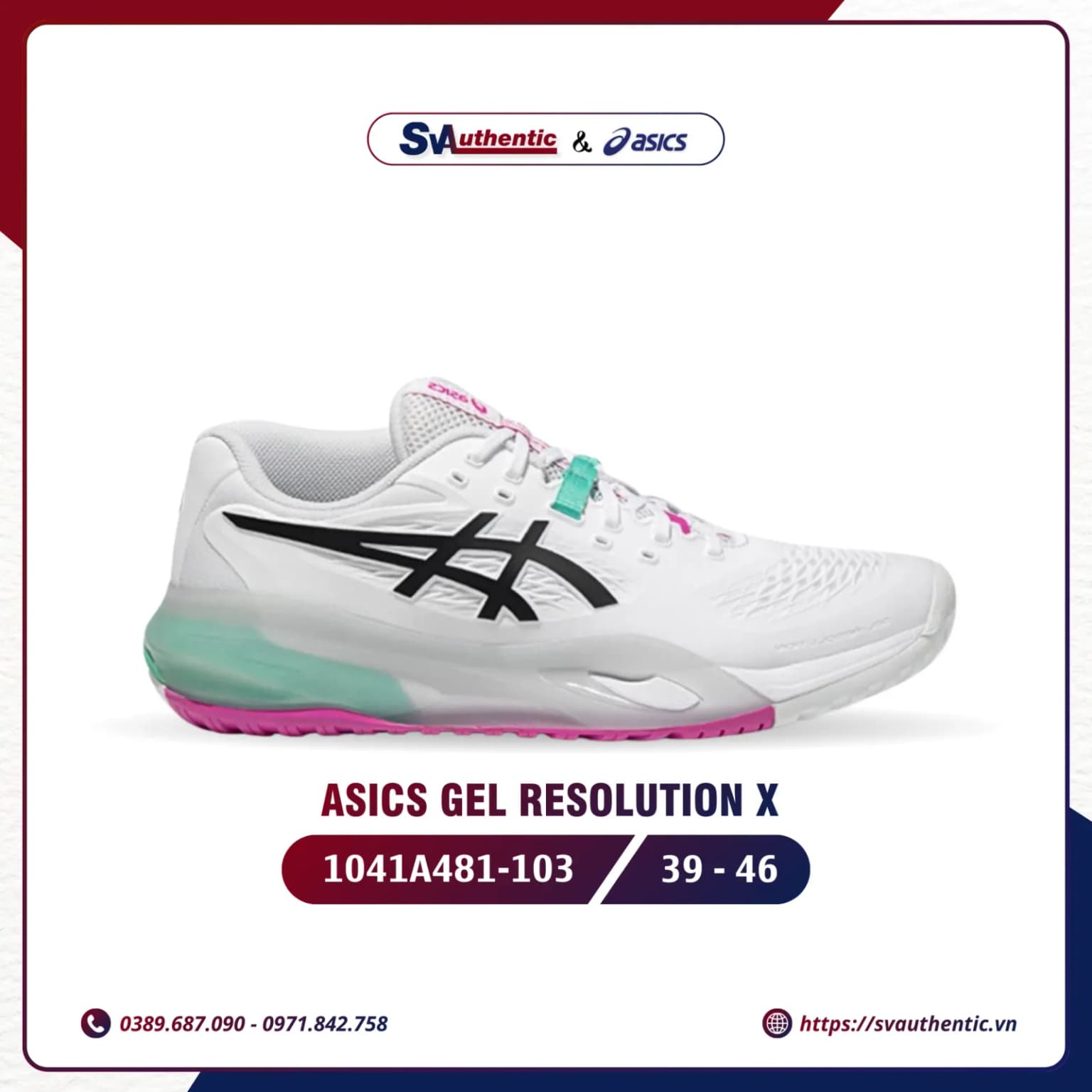 Giày Tennis Pickleball Nam ASICS GEL RESOLUTION X WHITE/AURORA GREEN (1041A481-103)
