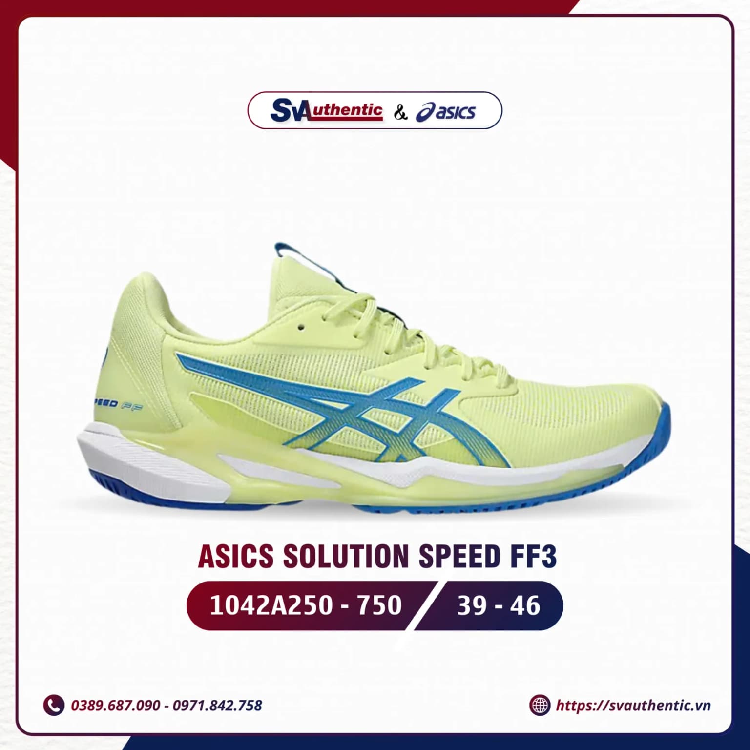Giày Tennis Pickleball Nữ Asics Solution Speed FF 3 Yellow Blue (1042A250-750)