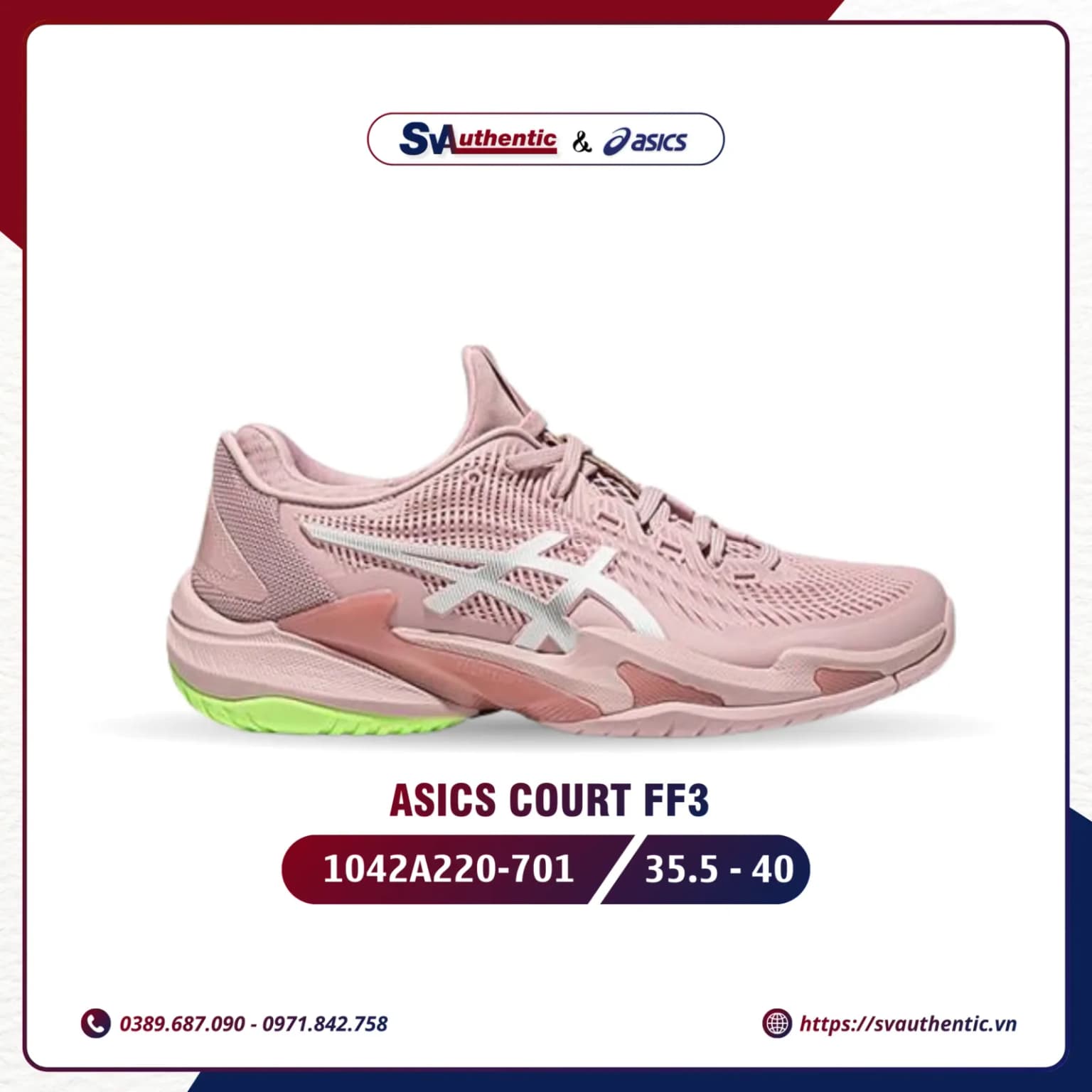 Giày Tennis Pickleball Nữ ASICS COURT FF3 MORGANITE/WHITE (1042A220-701)