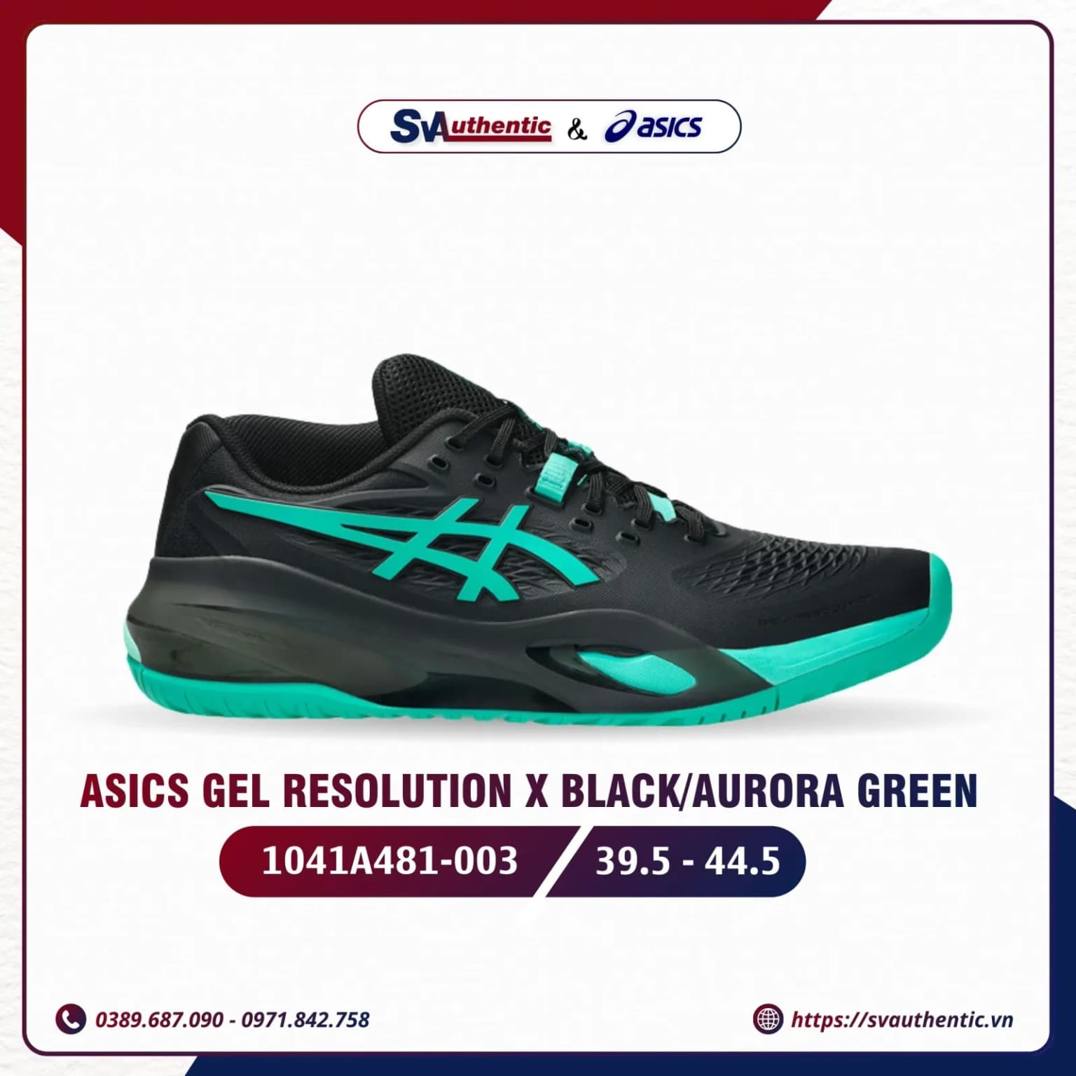 Giày Tennis Pickleball Nam ASICS Gel Resolution X Black/Aurora Green (1041A481-003)
