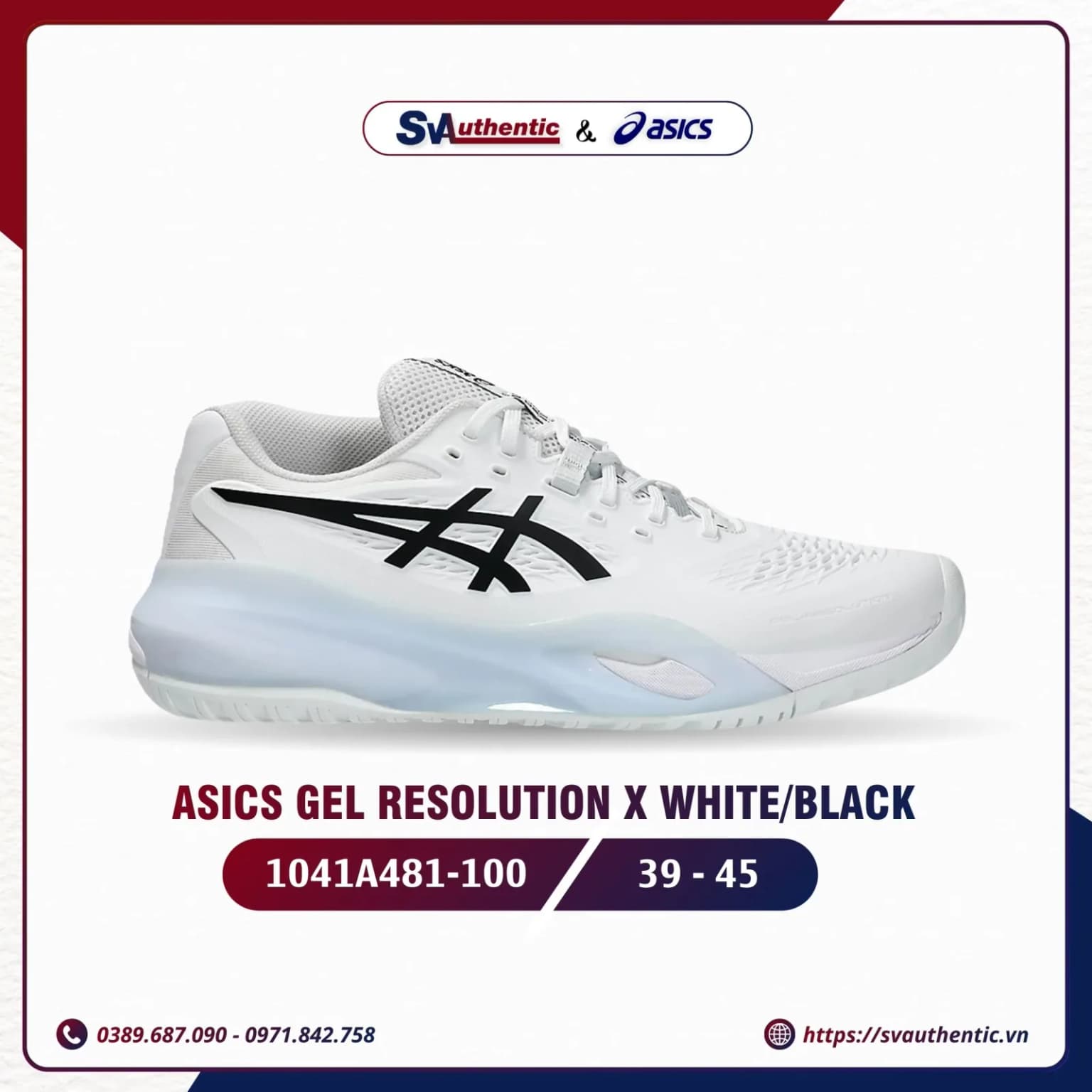 Giày Tennis Pickleball Nam ASICS GEL RESOLUTION X White/Black (1041A481-100)