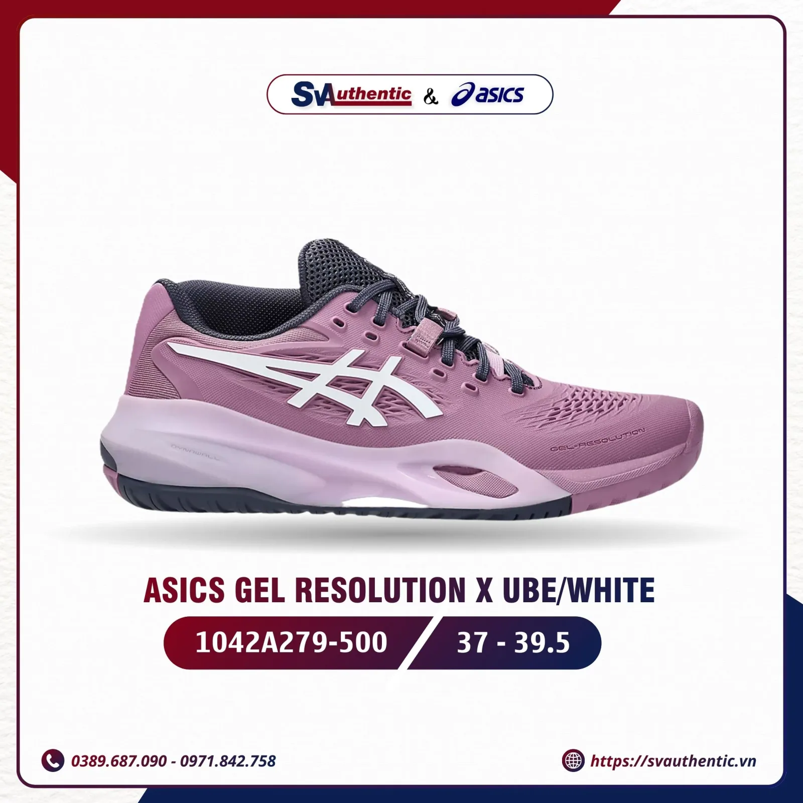 Giày Tennis Pickleball Nữ Asics Gel Resolution X Ube/White (1042A279-500)