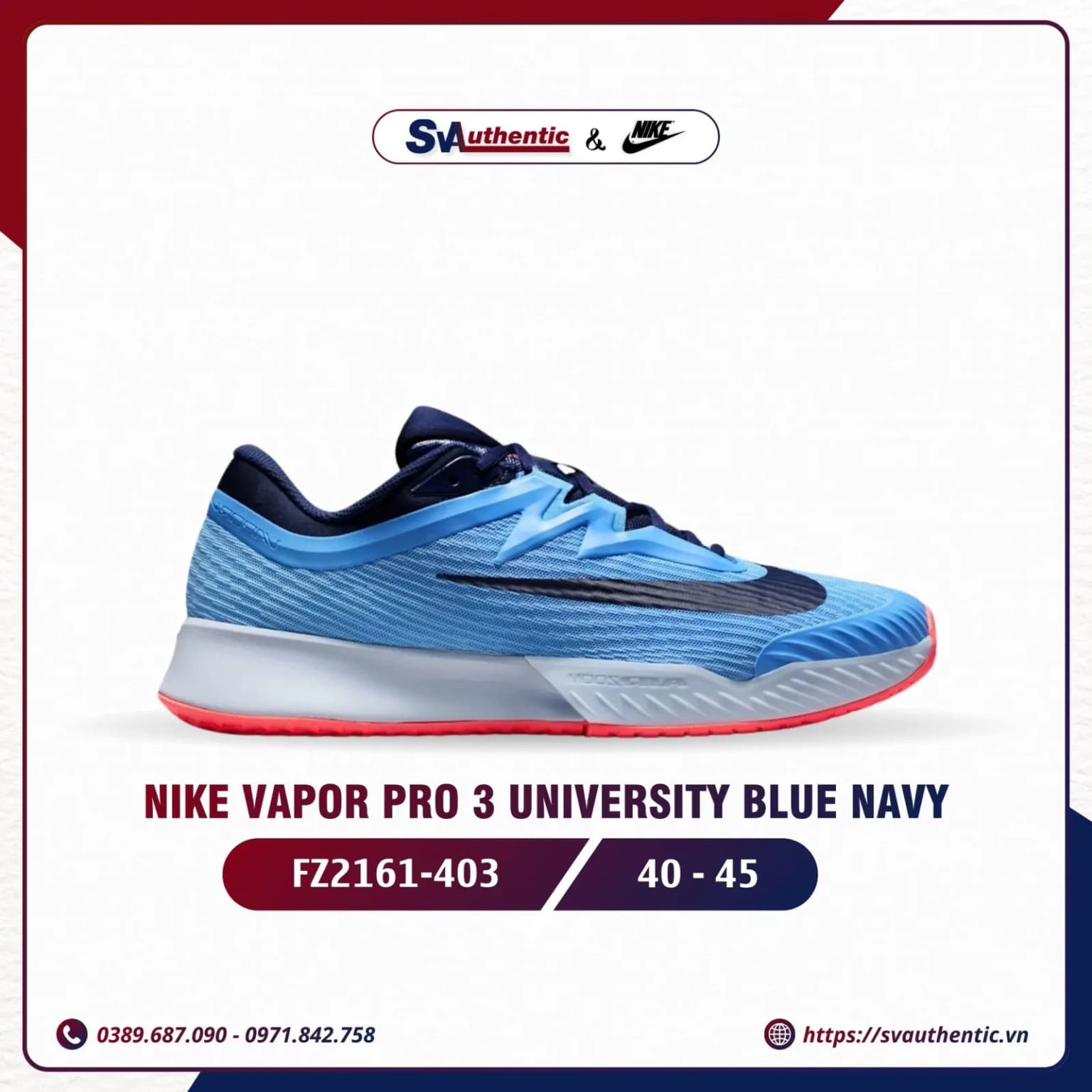 Giày Tennis Pickleball Nam Nike Vapor Pro 3 University Blue Navy (FZ2161-403)
