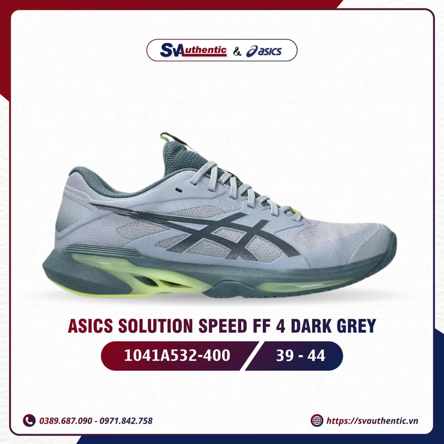 Giày Tennis Pickleball Nam Asics Solution Speed FF 4 Dark Grey (1041A532-400)