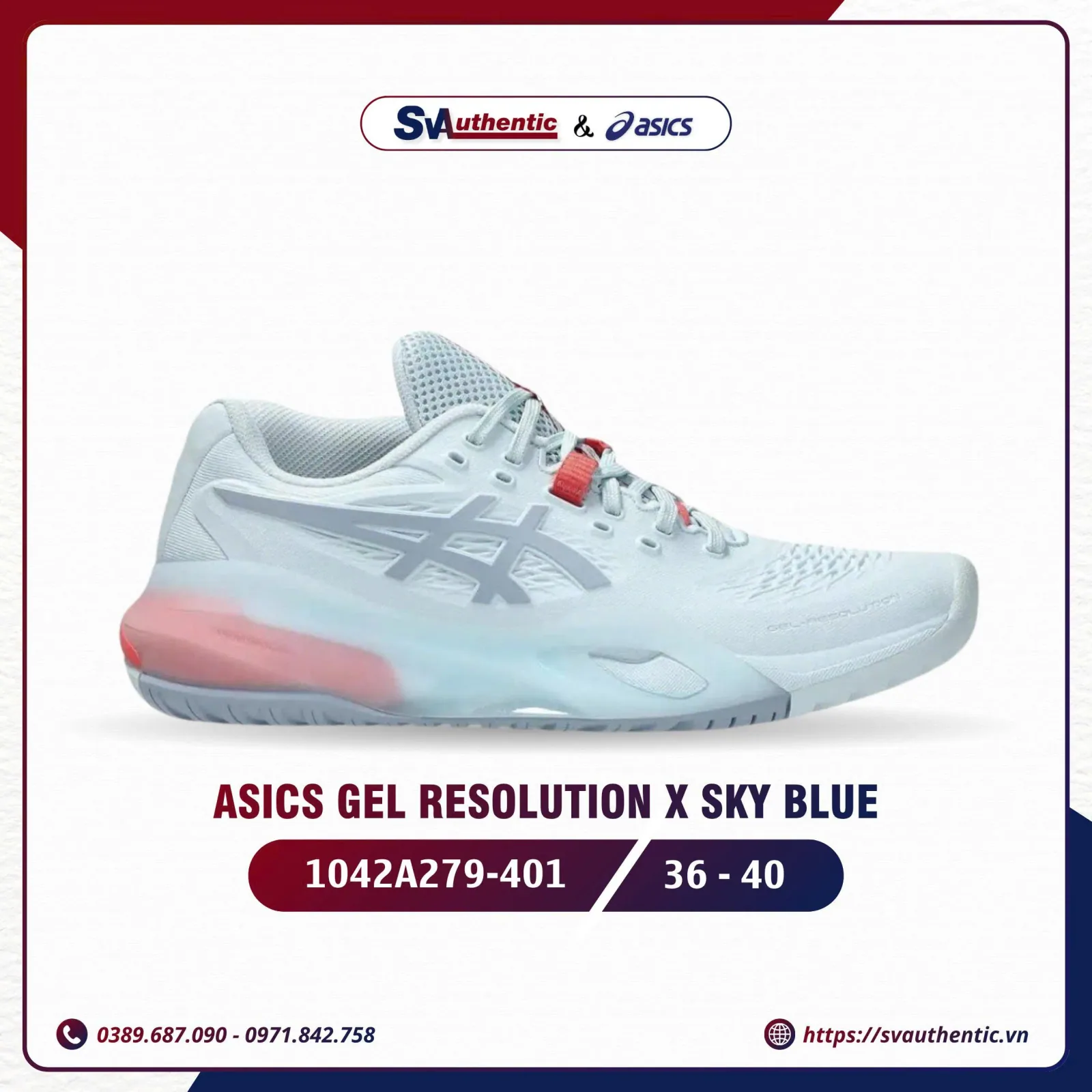 Giày Tennis Pickleball Nữ ASICS Gel Resolution X Sky Blue (1042A279-401)