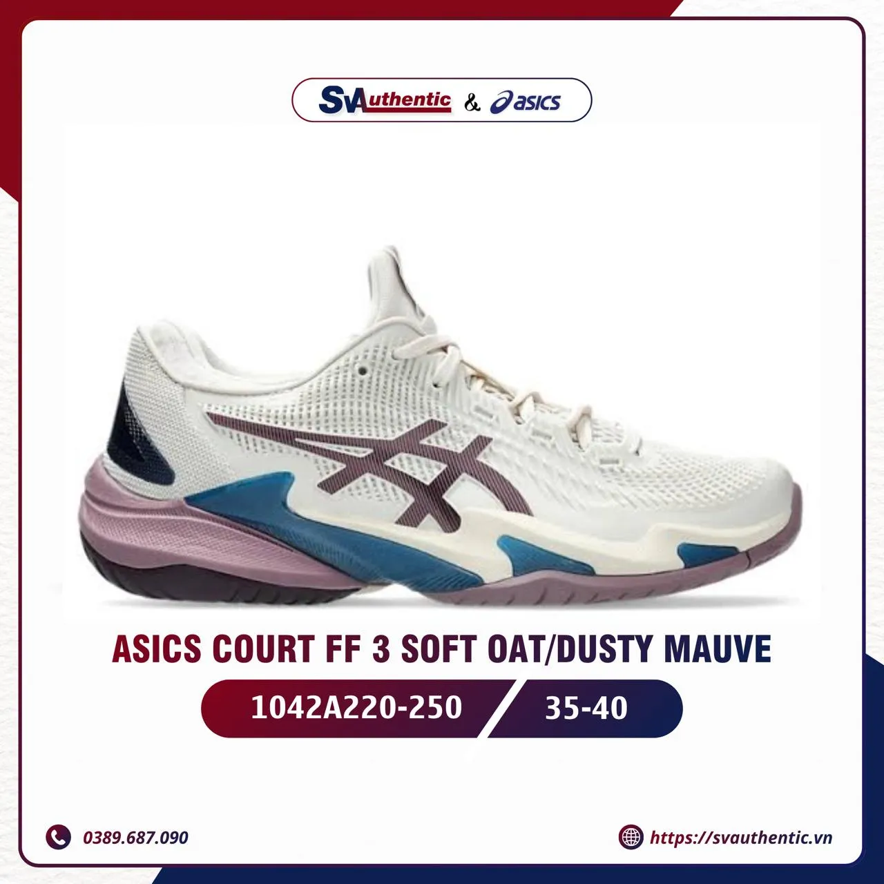 Giày Tennis Pickleball Nữ ASICS Court FF 3 Soft Oat / Dusty Mauve (1042A220-250)